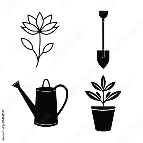 set of gardening tools