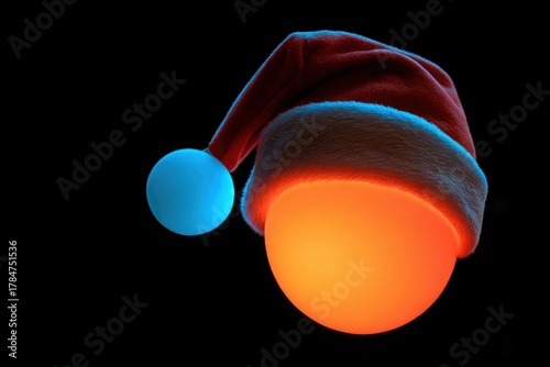 Festive Ornament with Santa Hat and Bright Sphere