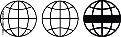 Minimalist globe icon showing restricted or blocked global internet access. Perfect for digital communication themes, network control, censorship concepts, cybersecurity, and online information