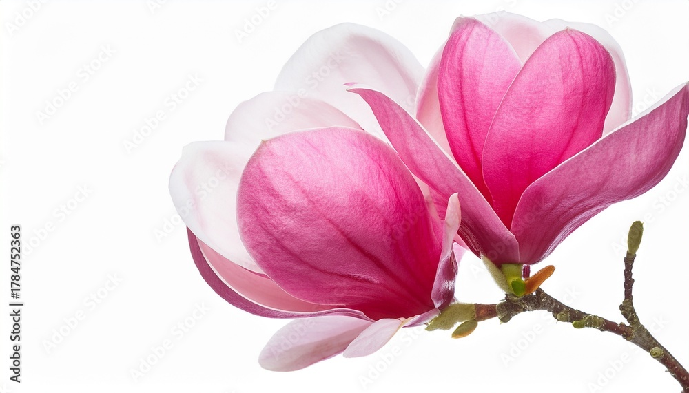 Naklejka premium Pink Magnolia Flower Isolated On Transparent Background