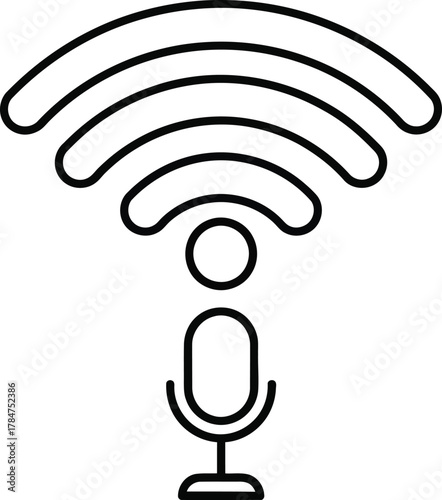 Live podcast streaming audio microphone broadcast signal emblem