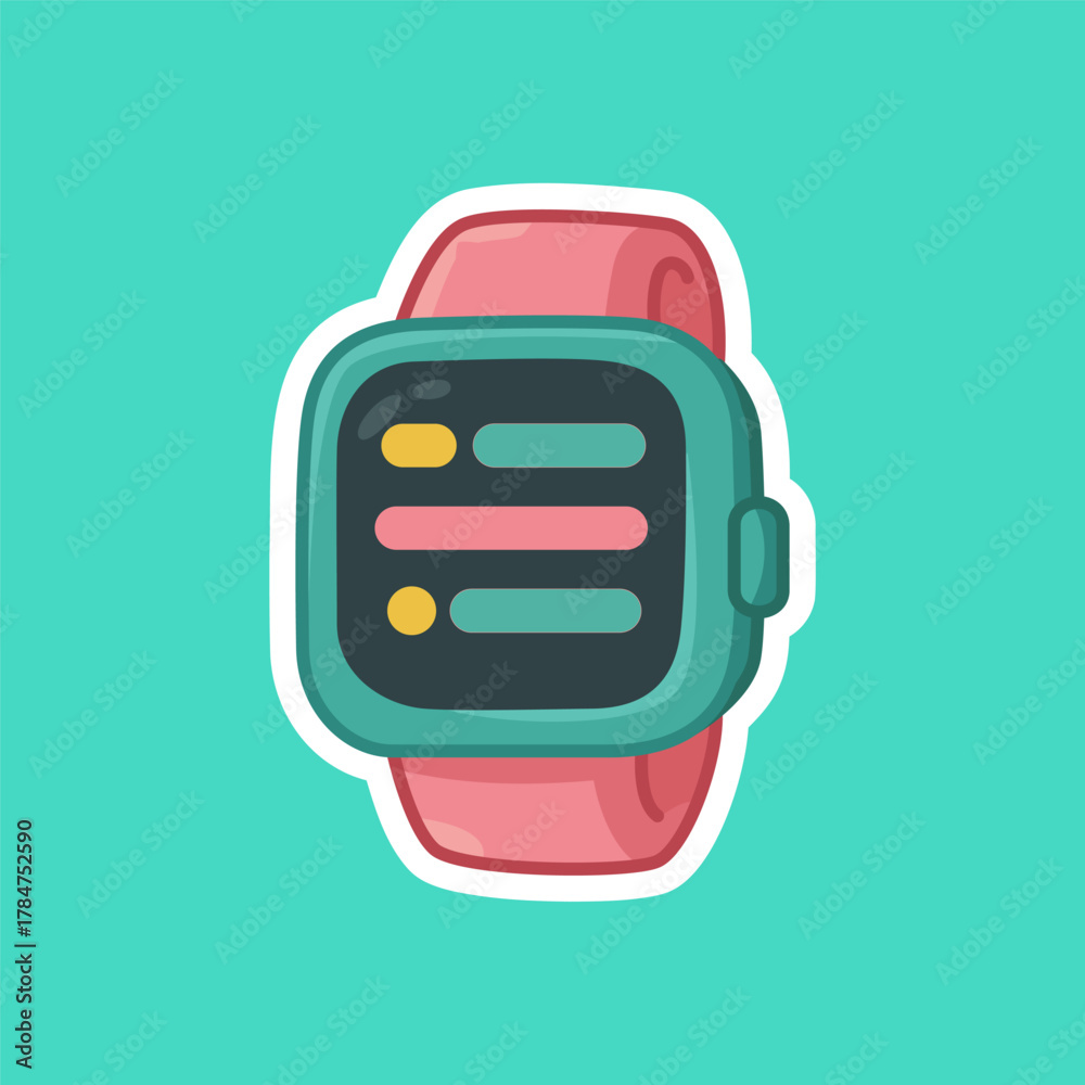 Obraz premium Smartwatch Interface Flat Pastel Vector Illustration for Technology and Wearable UI Design