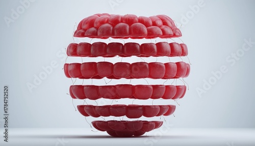 Fototapeta Naklejka Na Ścianę i Meble -  Deconstructed Raspberry Floating on White Background