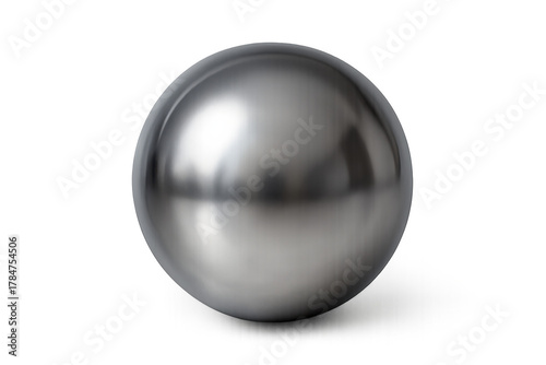 Silver chrome metal ball reflecting light, shiny metallic sphere with a clean smooth surface, transparent background