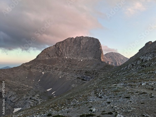 Mount Olympus peaks under a dramatic sky, Greece