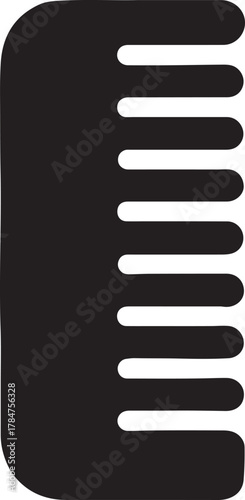 Simple black and white illustration of a hair comb design