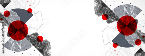 Abstract composition with wireframe art elements. Vector