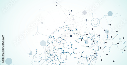 Abstract biotechnology innovation background.  Hexagons theme. Vector