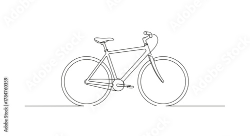 Outline of a bicycle in minimalist style on white background  