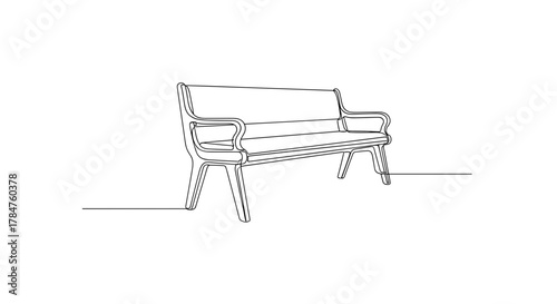 Minimalist bench design in linear style with simple outlines  