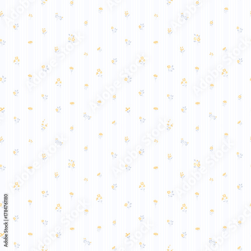 Hand drawn flower pattern, floral seamless pattern, cottagecore ditsy tile print, gentle flower print on stripe background. Small flower style, tiny design for fashion, texture, fabric, wallpaper