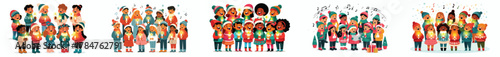 vector of children singing Christmas
