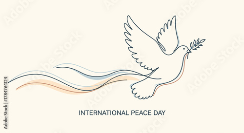 International peace day dove with olive branch vector illustration for peace and harmony concept design