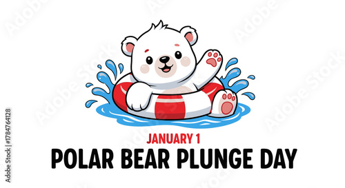 Polar bear plunge day january first illustration vector graphic design for winter holiday celebration event