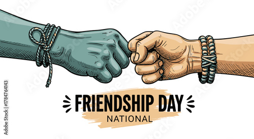National friendship day celebration image featuring friends fist bump illustration graphic design