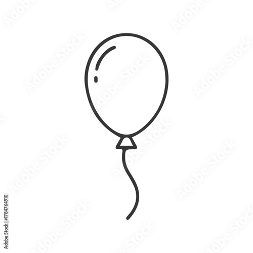 A simple line art illustration of a balloon with its string
