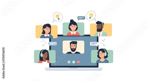 Diverse remote team engaging in dynamic video conference for efficient online business meetings, fostering seamless collaboration and virtual communication from various locations