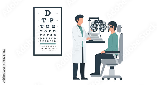 Eye Exam Doctor Checking Patient's Vision with Eye Chart for Better Health