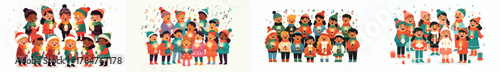 vector of children singing Christmas