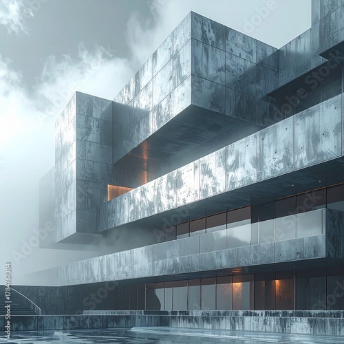 architecture with metallic chrome textures 