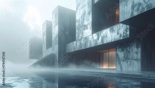 architecture with metallic chrome textures 