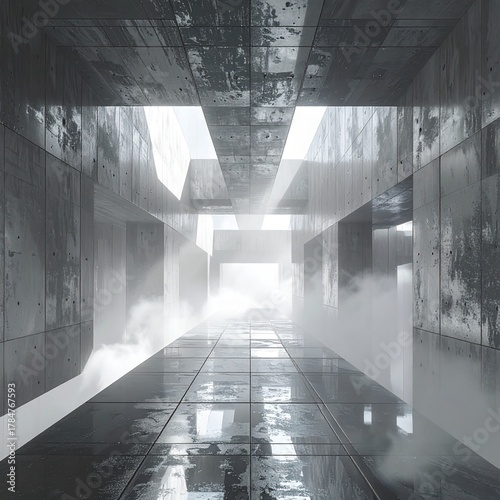 architecture with metallic chrome textures 