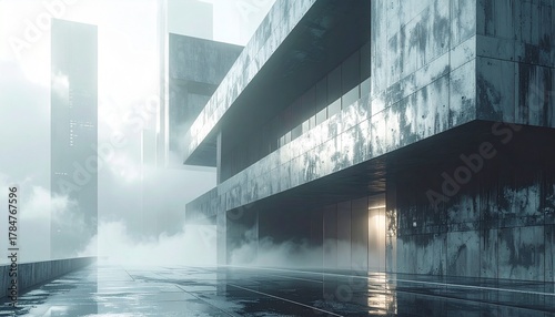 architecture with metallic chrome textures 