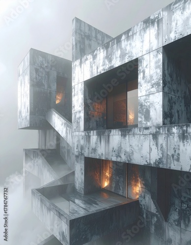 architecture with metallic chrome textures 