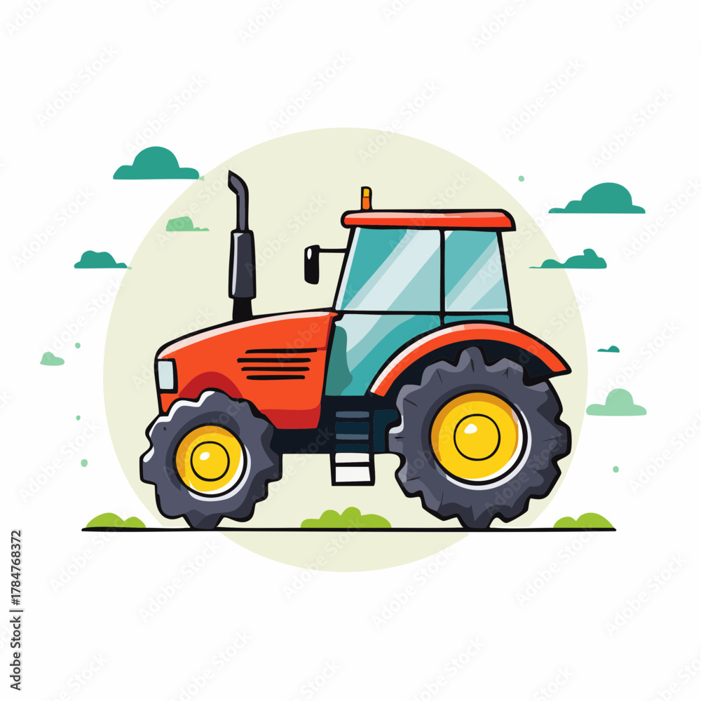 Obraz premium Tractor Vehicle Vector Illustration