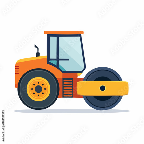 Road Roller Construction Vehicle Vector