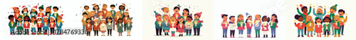 vector of children singing Christmas