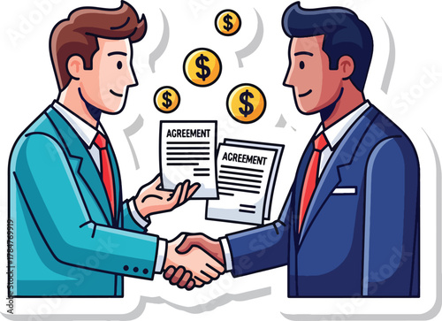 Strategic business partnership agreement execution Vector