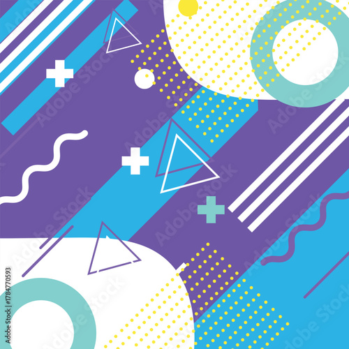 Abstract geometric pattern with vibrant colors and retro style