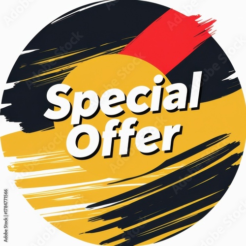A special offer graphic with brush stroke background