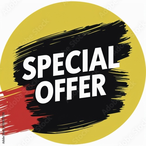 A special offer sign on a yellow and black background