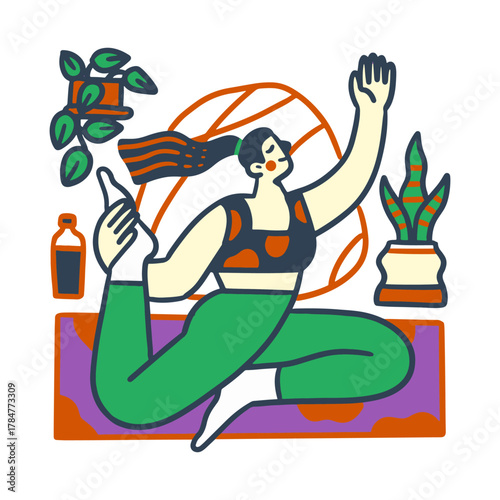 flat folk zen yoga illustration