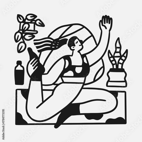 flat folk zen yoga illustration