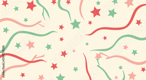 Festive Confetti and Streamers Celebration Background.
