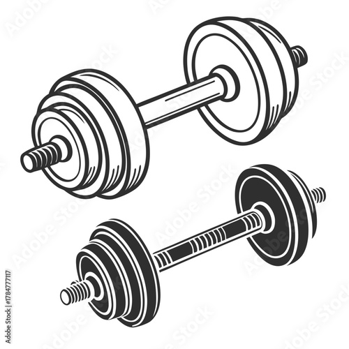 Two dumbbells isolated on white background vector illustration