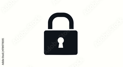 Simple dark blue padlock icon symbolizing security privacy and protection against unauthorized access on a clean white background
