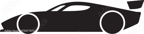 Sleek modern sports car silhouette icon with spoiler representing speed and automotive design vector