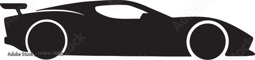 Sport car silhouette side view modern racing automobile icon vector graphic design element