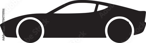 Sleek side profile silhouette icon of a modern luxury sports car or racecar vehicle symbol design