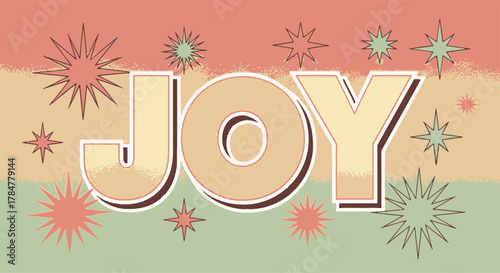 Joyful retro design with sparkling stars and bold typography for celebrations.