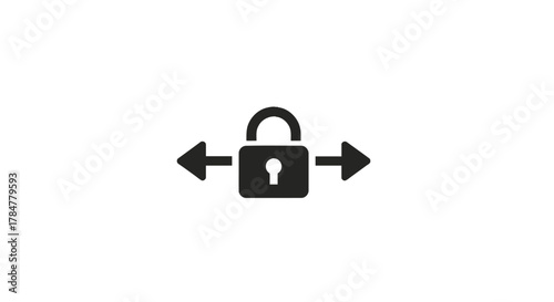 Black padlock icon with arrows pointing left and right symbolizing security choices or access options on a white background