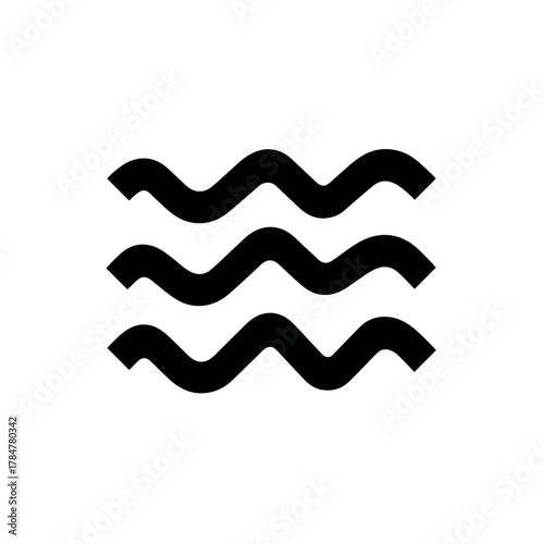 Three horizontal wave lines representing continuity, motion, and equilibrium in abstract geometric design