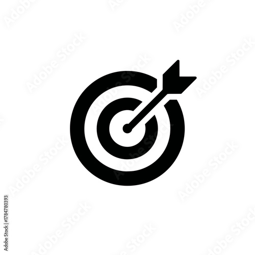 Target with arrow hitting the center representing accuracy, achievement, and purpose in minimalist symbolism
