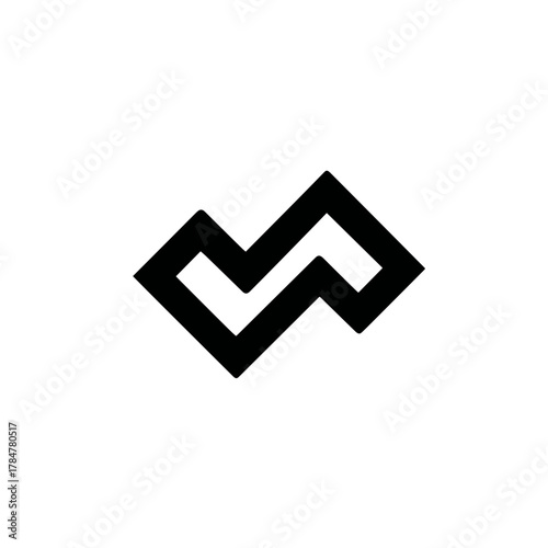 Interlocked zigzag shape representing connection, direction, and structured balance in minimalist form