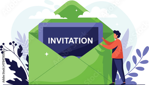 Send event invitations with vibrant green envelope design for a unique personal touch online now