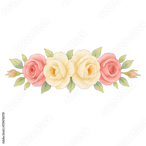 Pink rose cream rose flower bouquet green leaf floral arrangement